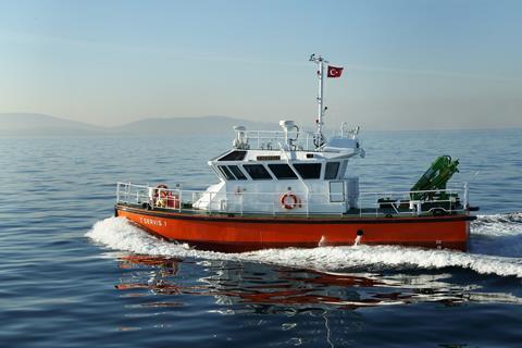 ‘Tservis 1’ showing a turn of speed; the boat can reach 16 knots. Photo: MSD